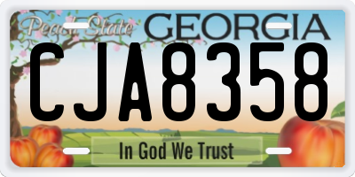 GA license plate CJA8358