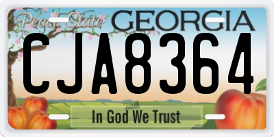 GA license plate CJA8364