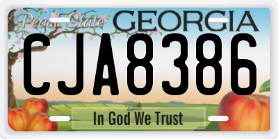 GA license plate CJA8386