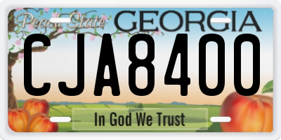 GA license plate CJA8400