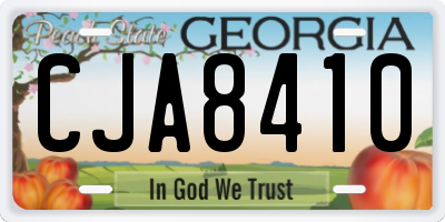 GA license plate CJA8410