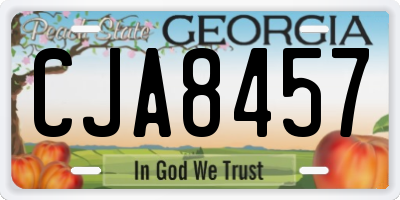 GA license plate CJA8457