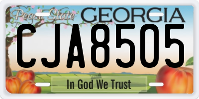 GA license plate CJA8505