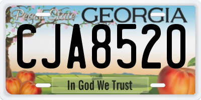 GA license plate CJA8520