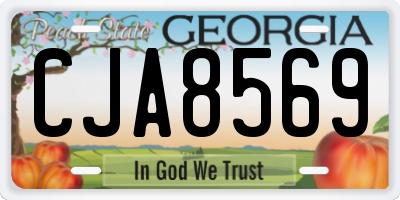 GA license plate CJA8569