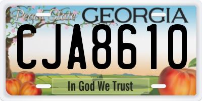 GA license plate CJA8610