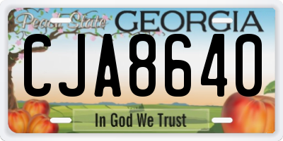 GA license plate CJA8640