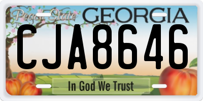GA license plate CJA8646