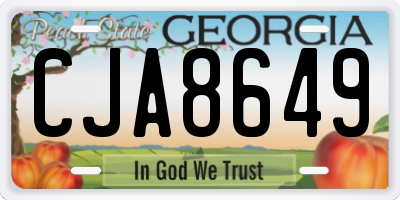 GA license plate CJA8649