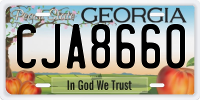 GA license plate CJA8660