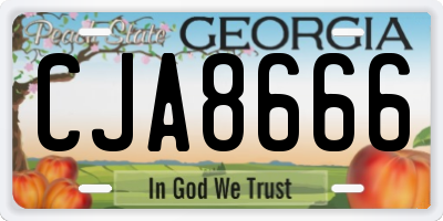 GA license plate CJA8666