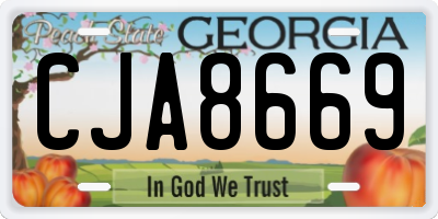 GA license plate CJA8669