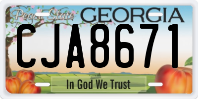 GA license plate CJA8671