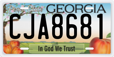 GA license plate CJA8681
