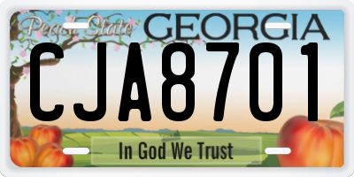 GA license plate CJA8701