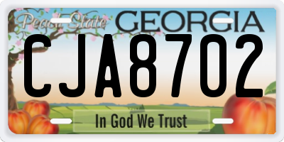 GA license plate CJA8702