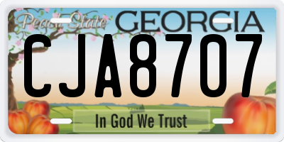 GA license plate CJA8707