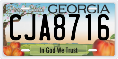 GA license plate CJA8716