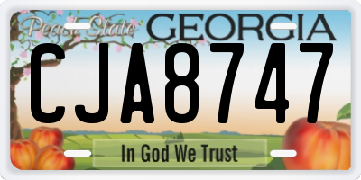 GA license plate CJA8747