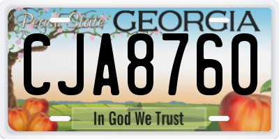 GA license plate CJA8760