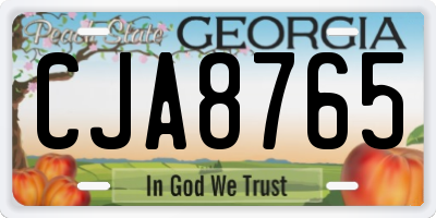 GA license plate CJA8765