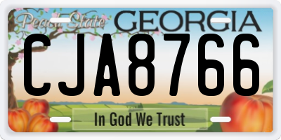 GA license plate CJA8766