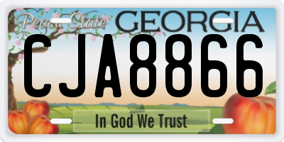 GA license plate CJA8866