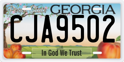 GA license plate CJA9502