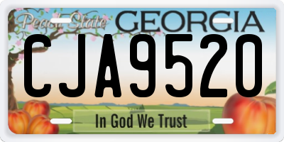 GA license plate CJA9520