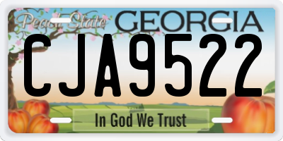 GA license plate CJA9522