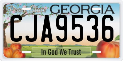 GA license plate CJA9536