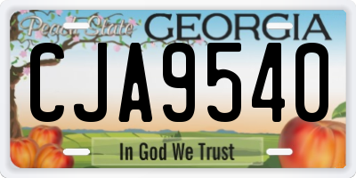 GA license plate CJA9540