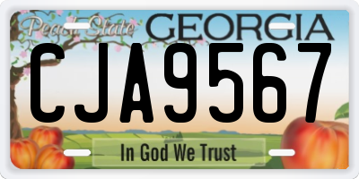 GA license plate CJA9567