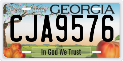 GA license plate CJA9576