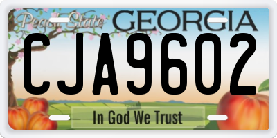 GA license plate CJA9602