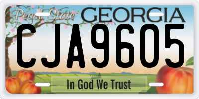 GA license plate CJA9605
