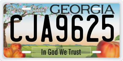 GA license plate CJA9625