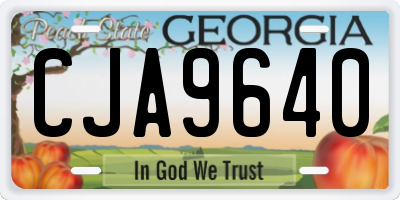 GA license plate CJA9640