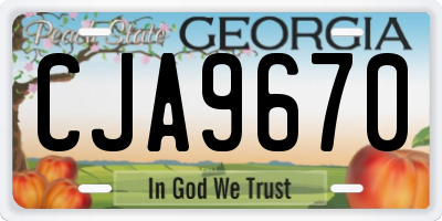 GA license plate CJA9670