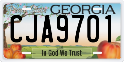 GA license plate CJA9701