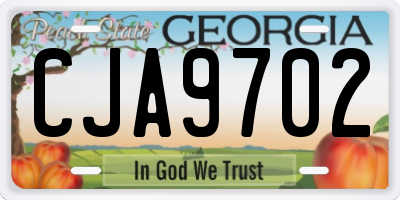 GA license plate CJA9702