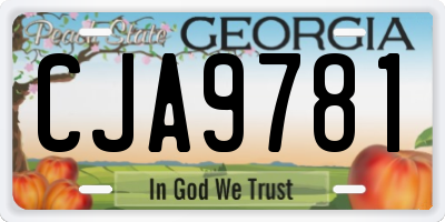 GA license plate CJA9781