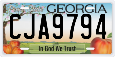 GA license plate CJA9794