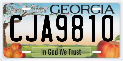 GA license plate CJA9810