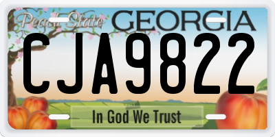 GA license plate CJA9822