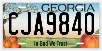 GA license plate CJA9840