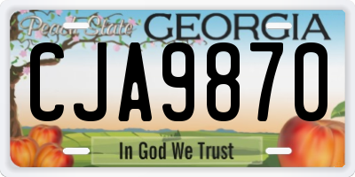 GA license plate CJA9870