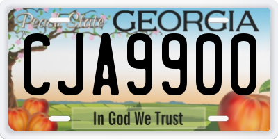 GA license plate CJA9900