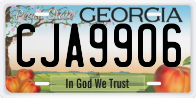 GA license plate CJA9906