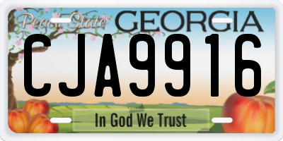 GA license plate CJA9916